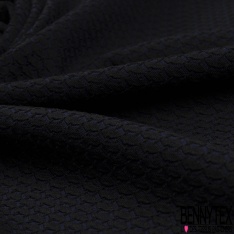 Coupon 3m maille gaufrée motif zébre marine fond noir