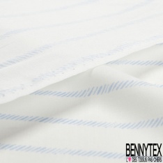 Fibranne viscose imprimé rayure striée bleu layette verticale fond blanc optique