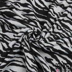Coupon 3 m Milano jacquard motif zèbre noir blanc