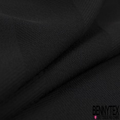 Coupon 3m double crêpe marocain polyester élasthanne chevron uni noir profond