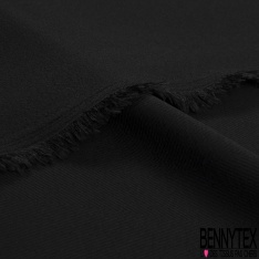 Coupon 3m double crêpe marocain polyester élasthanne chevron uni noir profond