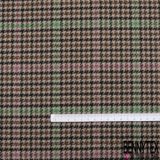 Sergé de Laine carreaux Choco Ciel Noir Sable Lurex Or