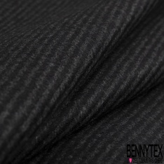 Sergé de laine grand carreaux vintage ciel blanc noir fond beige