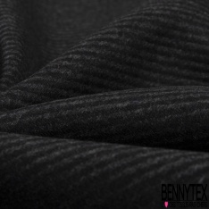 Sergé de laine grand carreaux vintage ciel blanc noir fond beige