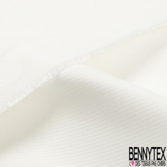 Coupon 3m Piqué de coton rayure verticale fantaisie lourd uni blanc discret