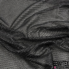 Dentelle armure motif abstrait écru framboise sable fond noir