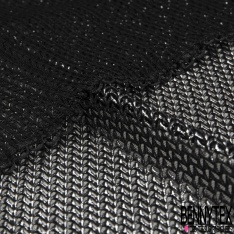 Dentelle armure motif abstrait écru framboise sable fond noir