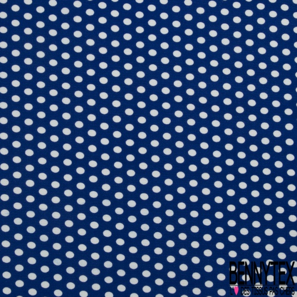 Coupon De Tissu Crêpe Polyester - Fond Blanc à Pois Bleu Marine - 50x140 Cm - Lot De 4