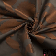 Brocard de soie souple haute couture grand motif baroque bronze taupe