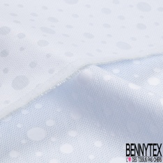 Jacquard coton motif bulle blanc bleu spa lurex blanc