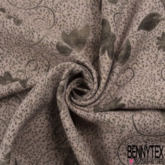 Brocard coton motif floral naïf fond pointilliste indigo rosée du matin lurex or