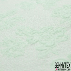 Brocard coton motif floral fond pointilliste blanc optique cyanus