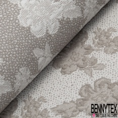 Brocard coton motif floral fond pointilliste blanc optique jade brumeux