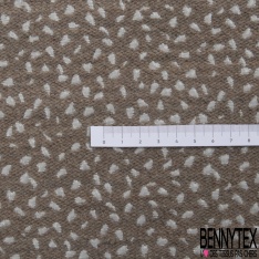 Brocard coton motif tâche blanc lurex argent cappuccino