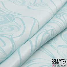 Brocard coton motif floral fond pointilliste blanc optique gris moyen
