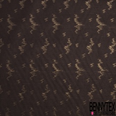 Brocart sergé polyester noir lurex cuivre motif floral