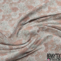 Jacquard coton polyester fantaisie blanc discret indigo lagon