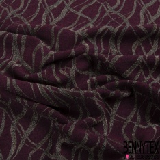 Jacquard de laine motif zébrure chinée écru sable noir fond chiné nocturne petite laize