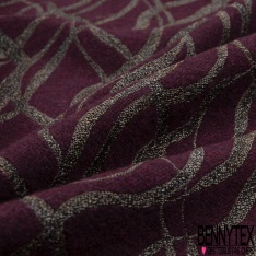 Jacquard de laine motif zébrure chinée écru sable noir fond chiné nocturne petite laize