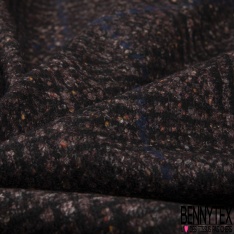 Tricot de laine bouclette fantaisie noir chiné lurex argent