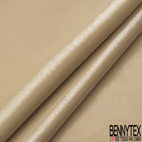Gabardine de coton sergé plastifiée fougère blanche