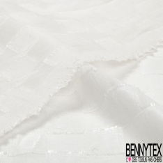 Mousseline soie polyamide dévorée rayure verticale noir blanc naturel