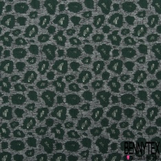 Coupon 3m dentelle polyamide élasthanne ajourée résille motif léopard vert chasseur blanc