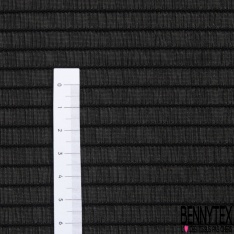 Coupon 3m maille polyester fine motif rayure horizontale texturé ton sur ton noir