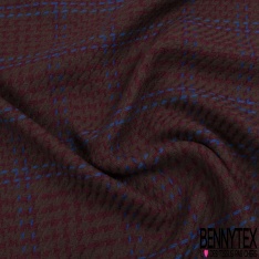 Coupon 3m coton natté motif petit quadrillage chiné bleu très vif rouge