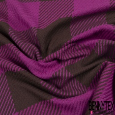Coupon 3m coton natté motif grand carreau mandarine violet