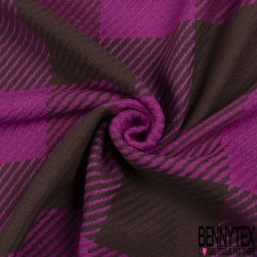 Coupon 3m coton natté motif grand carreau mandarine violet