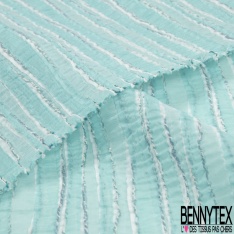 Jacquard coton polyester rayure fantaisie lagon blanc optique texturé
