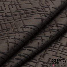 Brocart de laine motif abstrait géométrique acajou noir