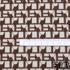 Brocart de laine motif abstrait géométrique taupe foncé noir