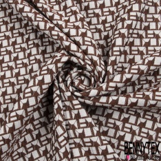 Brocart de laine motif abstrait géométrique taupe foncé noir