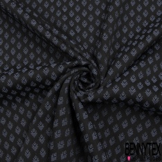 Jacquard fin polyester coton motif zébrure chinée noir orange blanc discret
