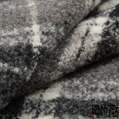 Tricot de laine bouclette fantaisie noir chiné lurex argent