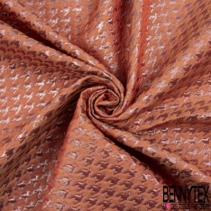 Brocart matelassé de luxe motif pied de poule rose gold rouge