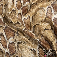 Coupon 3m simili cuir imprimé peau de serpent effet écaille camaïeu de marron