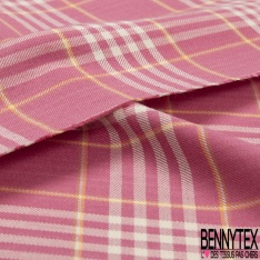 Coton chemise de bûcheron tissé teint carreau ocre bleu nuit rose pastel