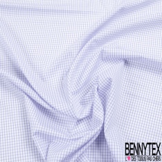 Coupon 3m Popeline portugaise chemise tissé teint motif petit carreau blanc optique chocolat