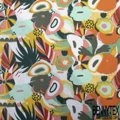 Coton toile hérault imprimé tropical fantaisie abstrait multicolore