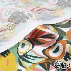 Coton toile hérault imprimé tropical fantaisie abstrait multicolore