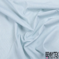 Coupon 3m Popeline portugaise chemise tissé teint motif tout petit carreau chocolat blanc optique
