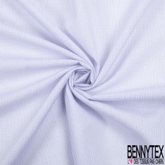 Coupon 3m Popeline portugaise chemise tissé teint motif tout petit carreau pétunia blanc optique