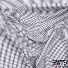 Coupon 3m Popeline portugaise chemise tissé teint motif tout petit carreau lavande blanc optique