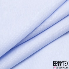 Coupon 3m piqué de coton chemise fantaisie uni bleu en poudre