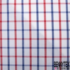 Coupon 3m Coton tissé teint motif rayure horizontale fantaisie rouge marine blanc optique