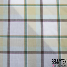 Coupon 3m Coton tissé teint motif écossais marine blanc optique