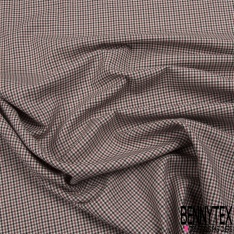 Coton chemise de bûcheron gratté tissé teint mini quadrillage vintage beige lie de vin noir